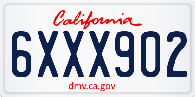 CA license plate 6XXX902