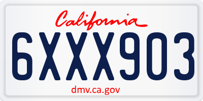 CA license plate 6XXX903