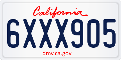 CA license plate 6XXX905