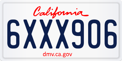 CA license plate 6XXX906