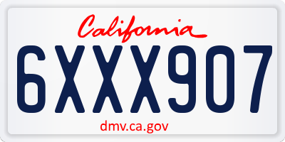 CA license plate 6XXX907