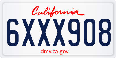 CA license plate 6XXX908