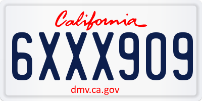 CA license plate 6XXX909