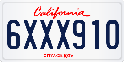 CA license plate 6XXX910