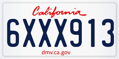 CA license plate 6XXX913