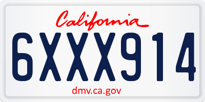CA license plate 6XXX914