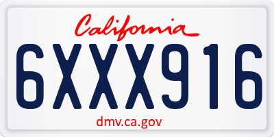 CA license plate 6XXX916