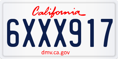 CA license plate 6XXX917