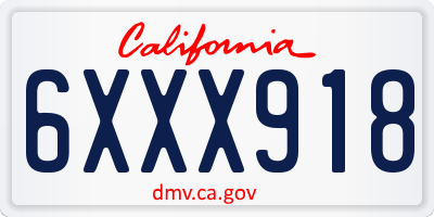 CA license plate 6XXX918