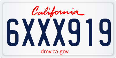 CA license plate 6XXX919