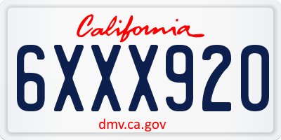 CA license plate 6XXX920