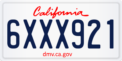 CA license plate 6XXX921
