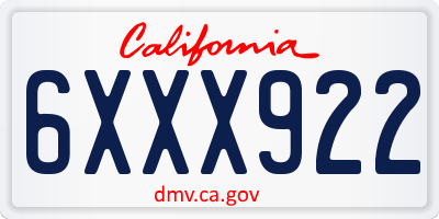 CA license plate 6XXX922