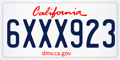 CA license plate 6XXX923