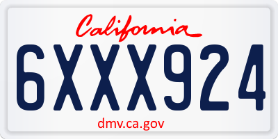 CA license plate 6XXX924