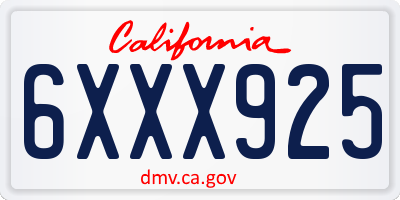 CA license plate 6XXX925