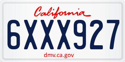 CA license plate 6XXX927
