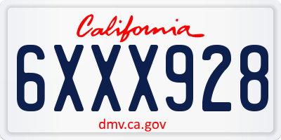 CA license plate 6XXX928