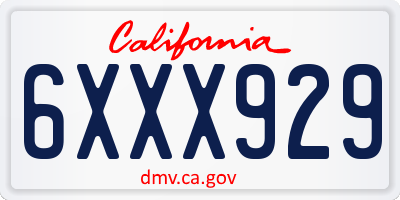 CA license plate 6XXX929