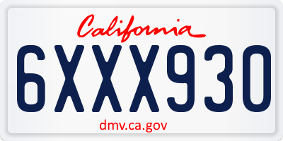 CA license plate 6XXX930