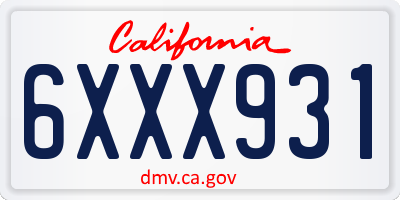 CA license plate 6XXX931