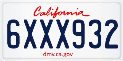 CA license plate 6XXX932