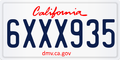 CA license plate 6XXX935