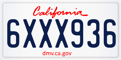 CA license plate 6XXX936