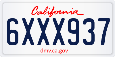 CA license plate 6XXX937
