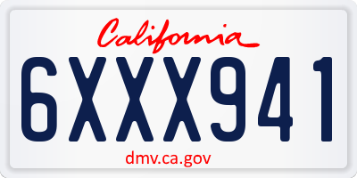 CA license plate 6XXX941