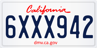 CA license plate 6XXX942