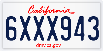 CA license plate 6XXX943