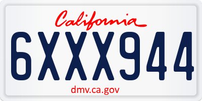 CA license plate 6XXX944