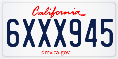 CA license plate 6XXX945