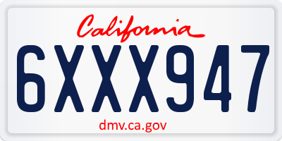 CA license plate 6XXX947