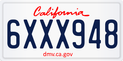 CA license plate 6XXX948