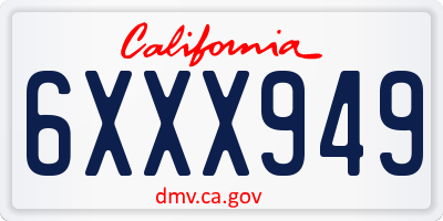 CA license plate 6XXX949