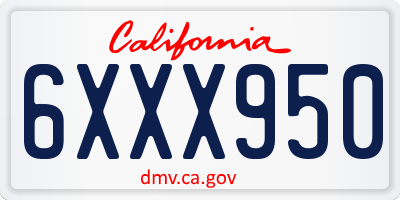 CA license plate 6XXX950