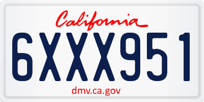 CA license plate 6XXX951