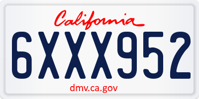 CA license plate 6XXX952