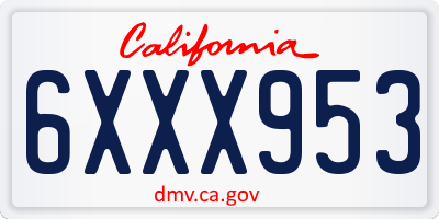 CA license plate 6XXX953
