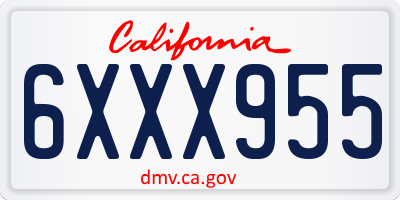 CA license plate 6XXX955