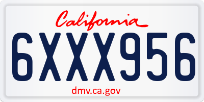 CA license plate 6XXX956