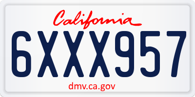 CA license plate 6XXX957