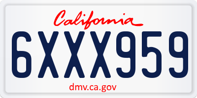 CA license plate 6XXX959