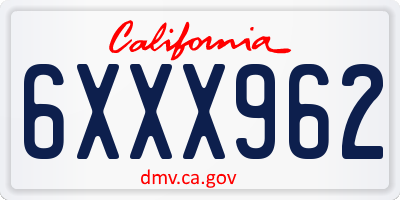 CA license plate 6XXX962