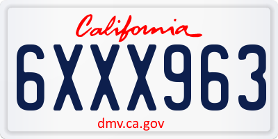 CA license plate 6XXX963