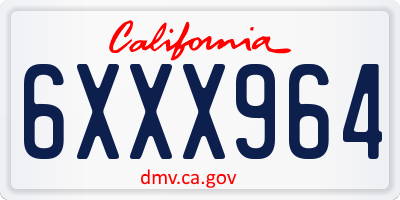 CA license plate 6XXX964