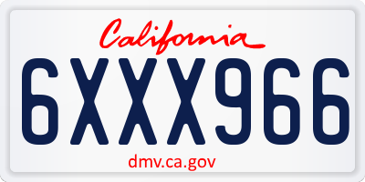 CA license plate 6XXX966