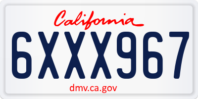 CA license plate 6XXX967